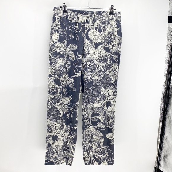 Loft black white elastic waist lightweight cropped pockets pants vacation summer - Picture 2 of 7